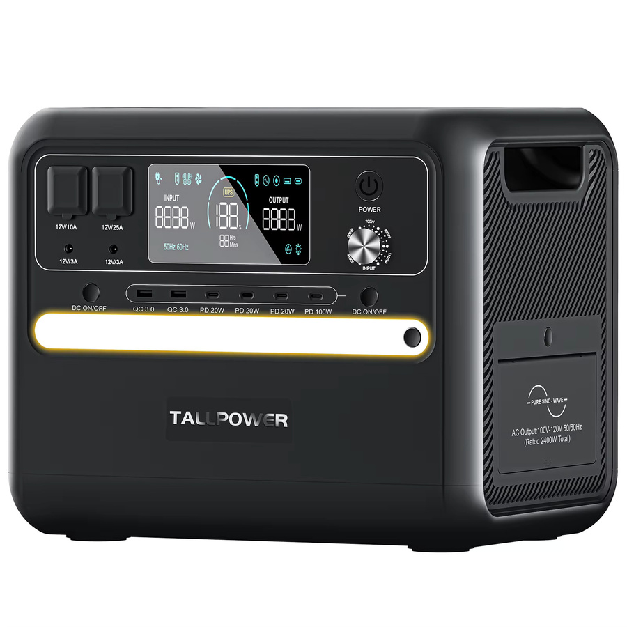 TALLPOWER V2400 Tragbare Powerstation in Schwarz mit 2160Wh LiFePo4 Akku, 2400W AC-Ausgang und USV-Funktion - Bild 6