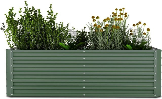 Blumfeldt High Grow Straight Hochbeet aus Stahl in Dunkelgrün, B/T/H: 200 x 60 x 100 cm, 1.200 L Volumen - Bild 1