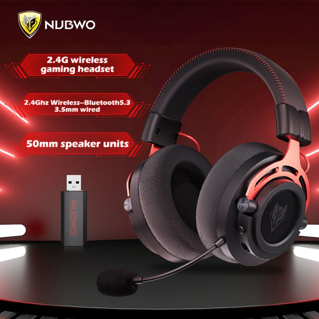 NUBWO G03 Kabelloses 2,4 GHz Gaming-Headset mit Geräuschunterdrückung und Mikrofon in Schwarz-Grün für PS4, PS5, PC und Xbox One - Bild 1