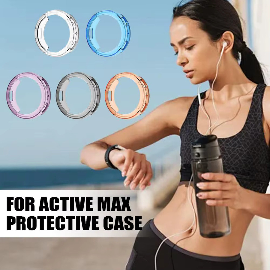 TPU-Uhrenschutzhülle für Amazfit Active Max mit Displayschutzrahmen und Stoßstangenabdeckung in Transparent und Orange - Bild 3