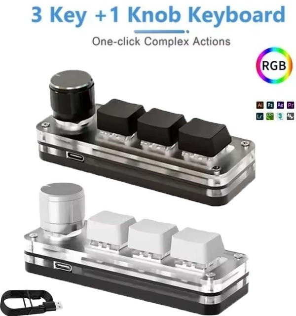 GGBEE Mechanische USB-Mini-Tastatur mit RGB-Programmierung und Makro-Funktion für Gaming und Photoshop, Schwarz - Bild 1
