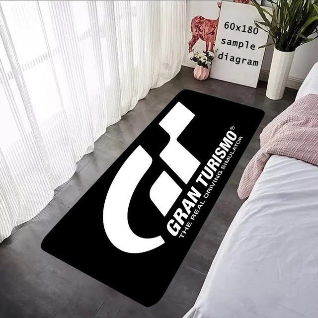 Karpetti G-Gran-Turismo Deko Teppich Schwarz, Rutschfester und Waschbarer Bodenmatte für Wohnzimmer, Schlafzimmer oder Küche, B/T: 50 x 150 cm - Bild 1