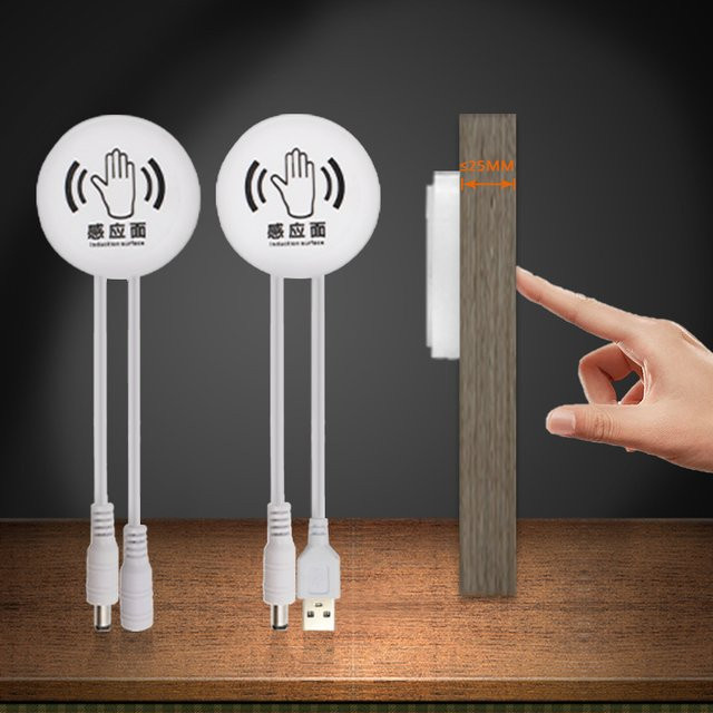 MJJC Kabelloser Touch-Dimmerschalter mit Bewegungsmelder aus Holz für Möbelbeleuchtung, Weiß, 25 mm - Bild 1