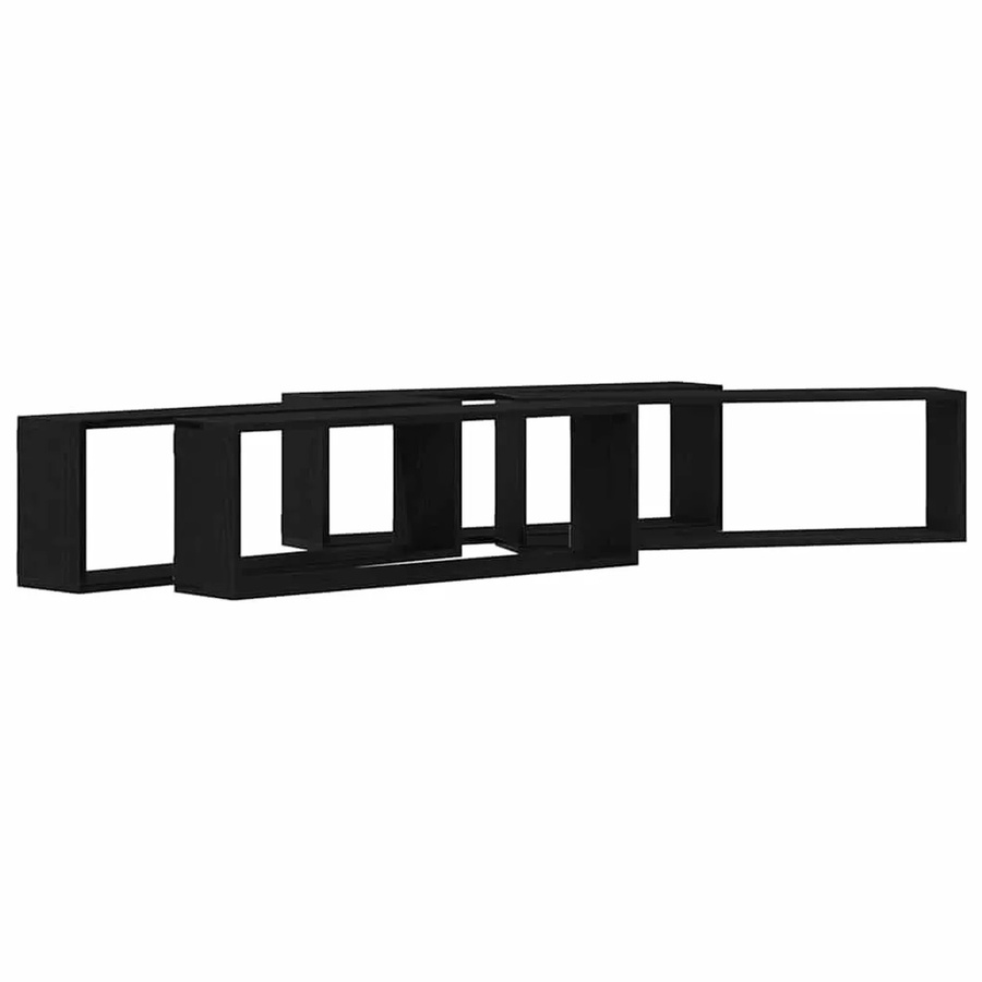 vidaXL Wandregale Set 4 Stück in Schwarz und Eichen-Optik, B/H/T: 80 x 26 x 15 cm - Bild 2