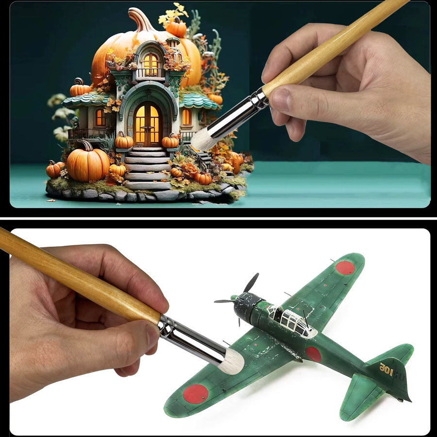 Yutiars Miniatur-Pinsel-Set aus Ziegenhaar für Modellmalerei, weiß und mehrfarbig, 3 Stück - Bild 3