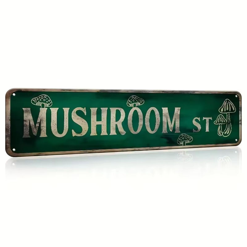 Vintage Pilz-Straßenschild aus Metall von CIFBUY als dekorative Eisen-Plakette im Antik-Stil - Bild 3