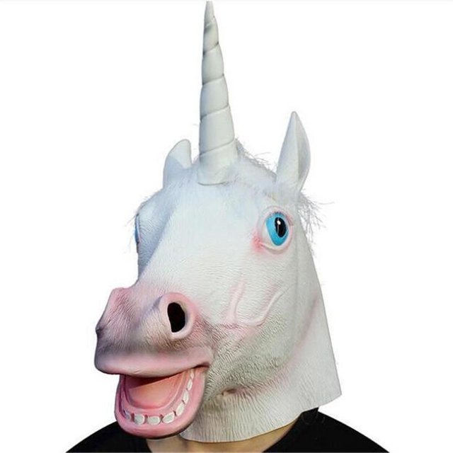 QuillQuest Einhorn Pferd Gesichtsmaske, Latex, Bunt / Mehrfarbig, Weiß - Bild 1