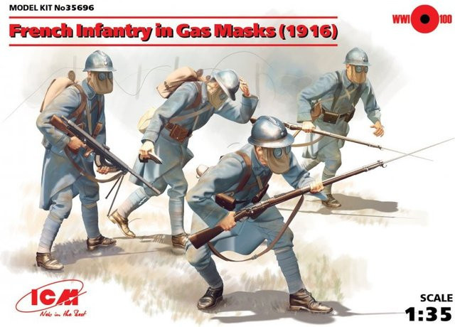 ICM French Infantry in Gas Masks 1918, Modellbau, 1:35 - Bild 1