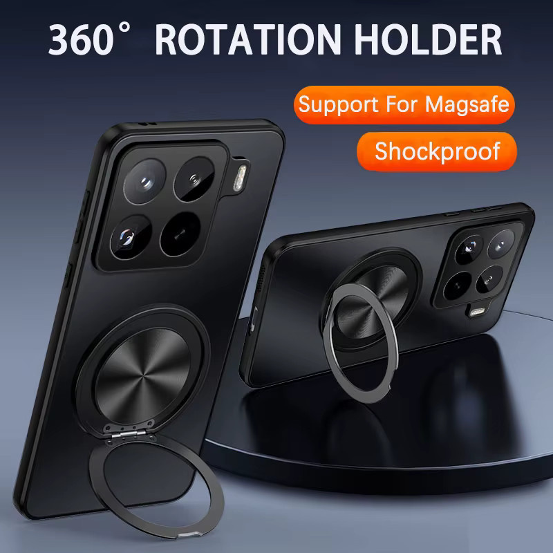 Magnetische Schutzhülle für Xiaomi mit Ringständer und Objektivschutz in Pink - Bild 2