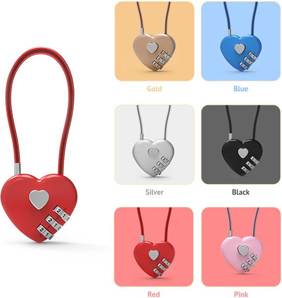 Love Lock Hochzeitsschloss in Herzform aus Zinklegierung in Blau - Bild 1