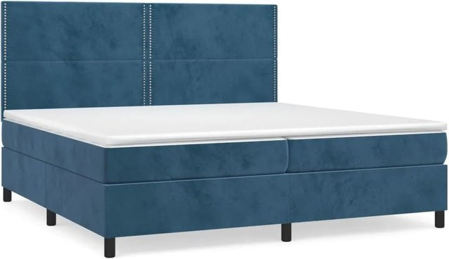 vidaXL Boxspringbett mit Matratze Dunkelblau Samt B/T: 200 x 200 cm - Bild 1