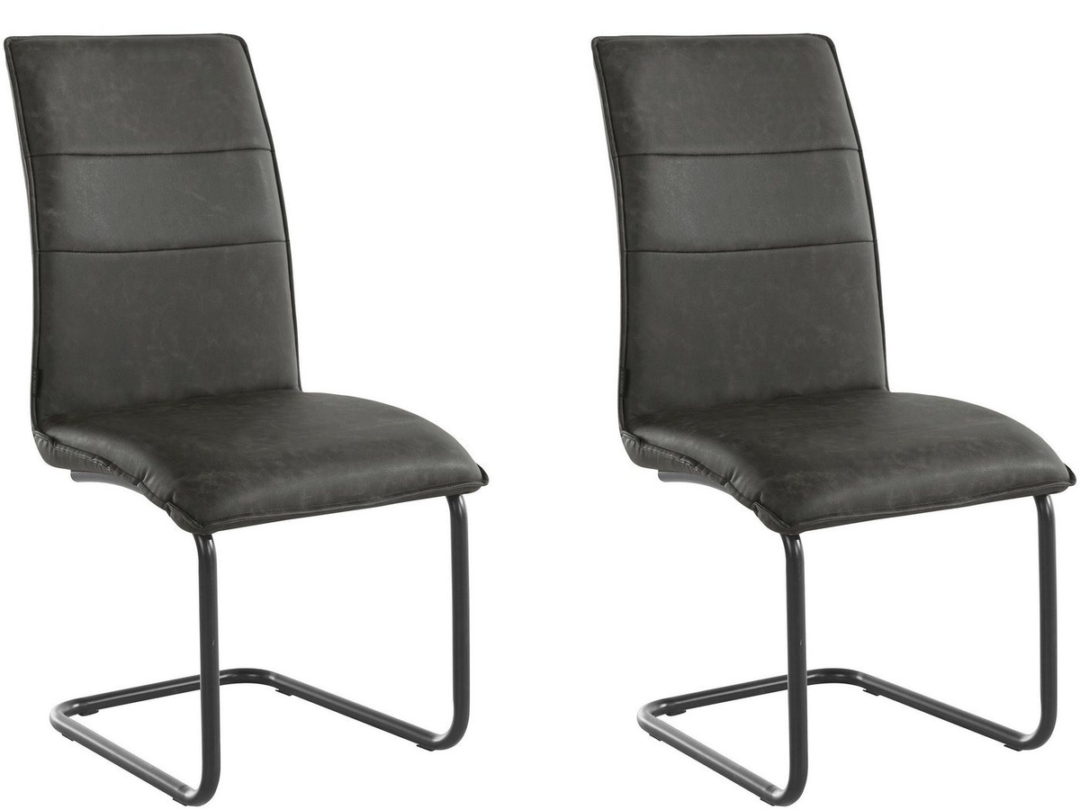 loft24 Esszimmerstuhl Jayne Set aus 2 Stühlen Freischwinger in Lederoptik mit Metallgestell Sitzhöhe: 46 cm - Bild 1