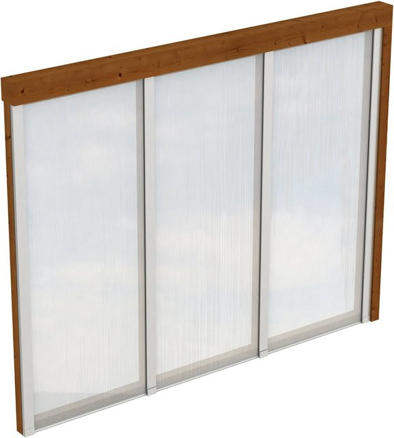 Skan Holz Seitenwand mit semi-transparenten Polycarbonatplatten, Farbe: Nussbaum, B: 255 cm, H: 200 cm - Bild 1