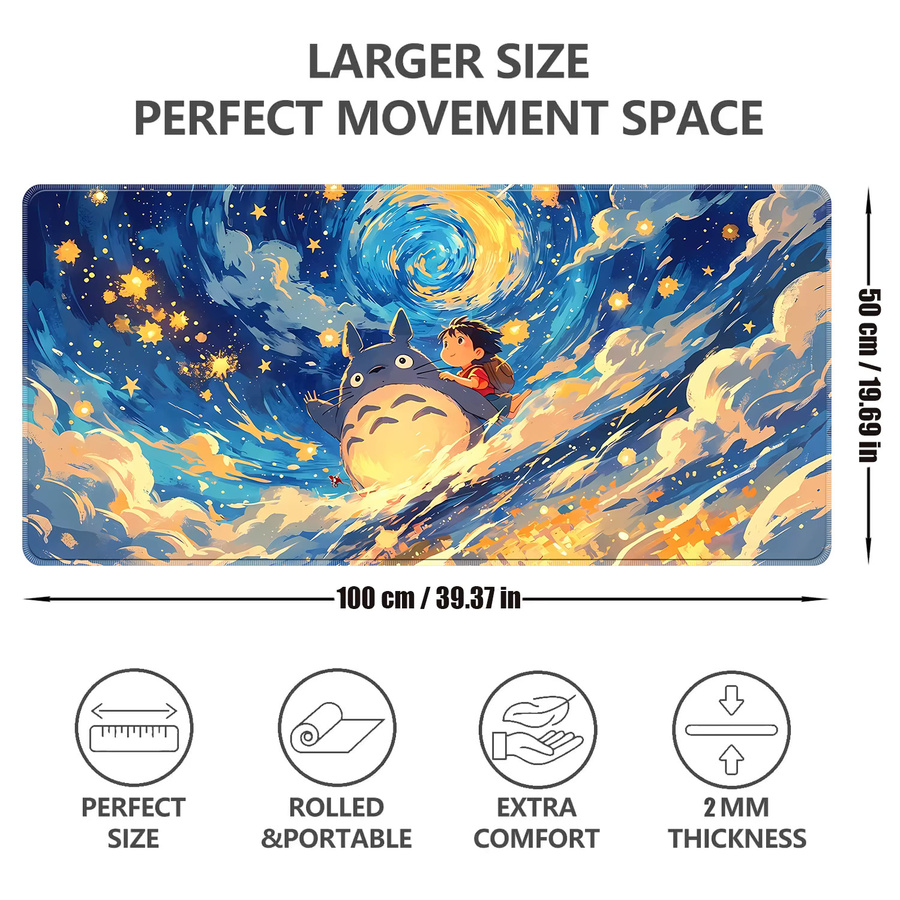 Bandai Gaming-Mauspad mit Totoro-Motiv in Multicolour, Schreibtischunterlage für PC-Gamer, B/T: 90 x 40 cm oder 60 x 30 cm - Bild 2