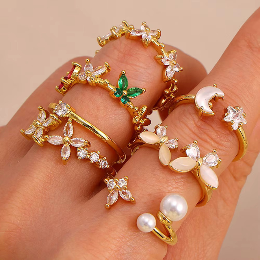 BAUTOBVC Offenring, Edelstahl, Gold, Zirkonia, Damen, Schmetterling - Bild 1