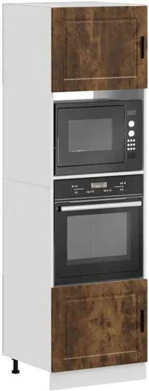 Vidaxl Porto Herdumbauschränke 2er Set aus Holzwerkstoff in Räuchereiche Braun und Grau im klassischen Design - Bild 1