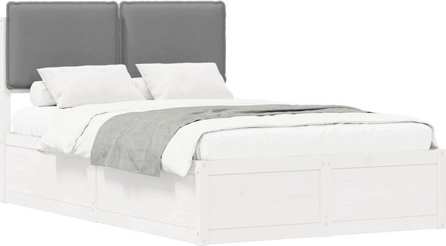 vidaXL Bettgestell aus Kiefernholz mit gepolstertem Kopfteil in Hellgrau, B/T/H: 120 x 200 cm - Bild 1