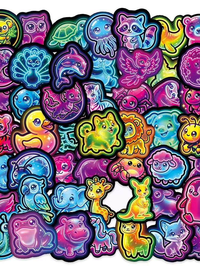Rspctou Neon-Tier-Graffiti-Aufkleber, Cartoon-Sticker, 10 Stück, multicolour - Bild 5