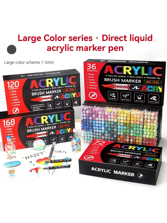 Haile Acryl-Marker Set mit 168 Farben und weicher Pinselspitze inklusive automatischem Tintenkontrollsystem für DIY-Handwerk und Felsmalerei in Multicolour - Bild 5
