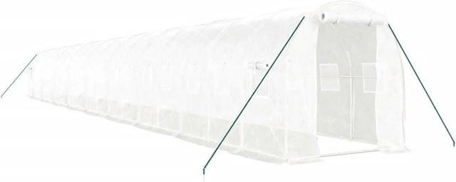 vidaXL Gewächshaus aus verzinktem Stahl mit Polycarbonat-Fenstern in Weiß, B/T/H: 18 x 2 x 2 m - Bild 1
