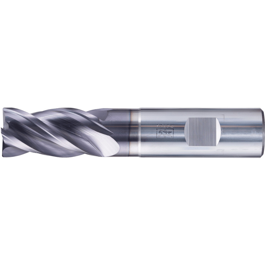 PFERD Universal Line VHM Eckfräser lang 4 Schneiden Ø 20 mm 45° Fase TiAlN Schaft in Silber - Bild 1