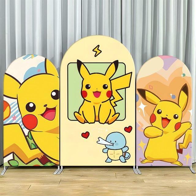Potdemiel Pokemon Hintergrundstoff Pikachu Gelb für Kindergeburtstag und Party-Dekoration - Bild 1