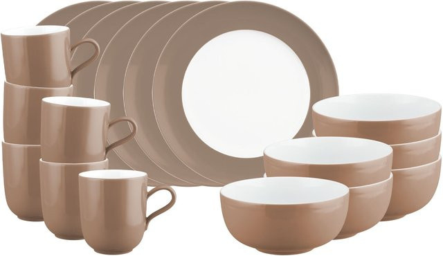 Seltmann Weiden Frühstücks-Set Liberty Pure Colors in Beige, 18er Set aus Porzellan - Bild 1