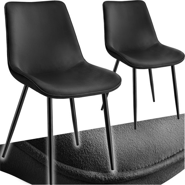 tectake Set Monroe Stühle, 2er Set, gepolstert in Samtoptik, schwarze Stahlbeine, B/T/H: 48 x 59 x 82,5 cm - Bild 1
