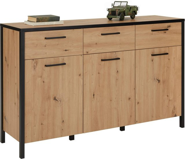 Mömax Sideboard Kirikus in Schwarz und Eichefarben im Industrial Design - Bild 1