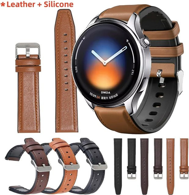 Xiaomi Uhrenarmband Leder-Silikon, brown, Unisex, 22mm - Bild 1