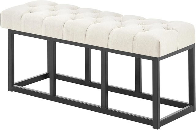 DELUKE Sitzbank MEXICO Polsterbank aus Stoff in Creme, B/T/H: 100 x 38 x 46 cm - Bild 1