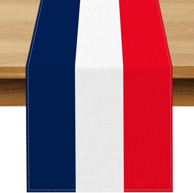 JMG Household Supplies Tischläufer Französische Flagge aus Leinen, Blau Weiß Rot Gestreift, B/H: 150 x 33 cm - Bild 1