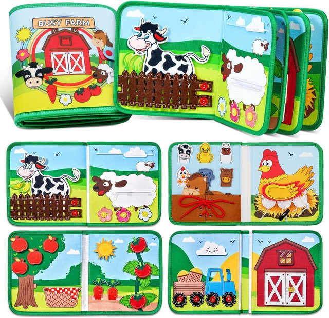 Kidsly Montessori Busy Board Bauernhoftier-Beschäftigungsbuch, ab 0 Jahre, Unisex, Filz, Bunt / Mehrfarbig - Bild 1