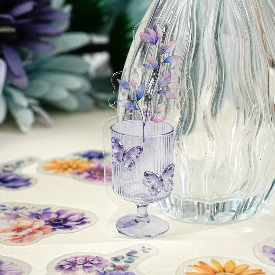 Etori Life Vintage Purple Series Aufkleber Set mit Tassen und Blumen, 20 Stück, Farbe: Purple - Bild 2