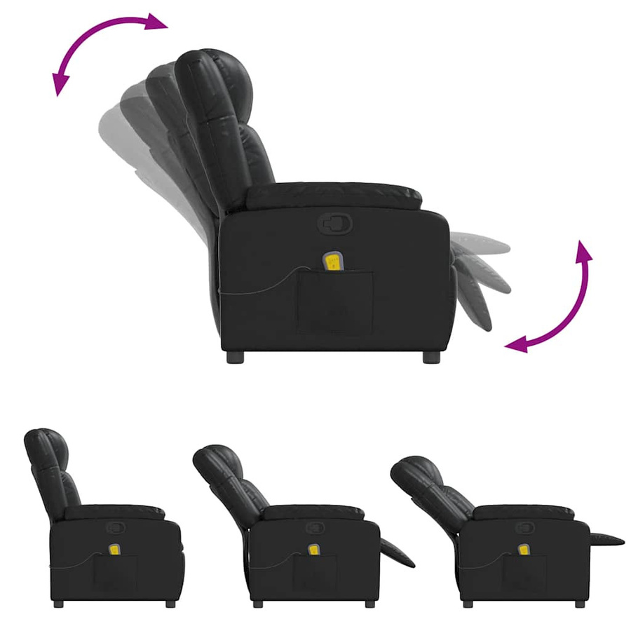 vidaXL Massagesessel in Schwarz aus Kunstleder mit Armlehnen - Bild 5