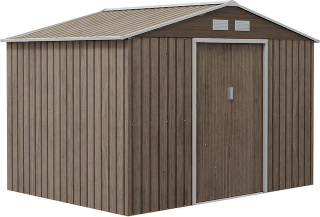 Outsunny Gerätehaus mit Pultdach aus Stahl in Braun, B/T/H: 195 x 277 x 192 cm - Bild 1