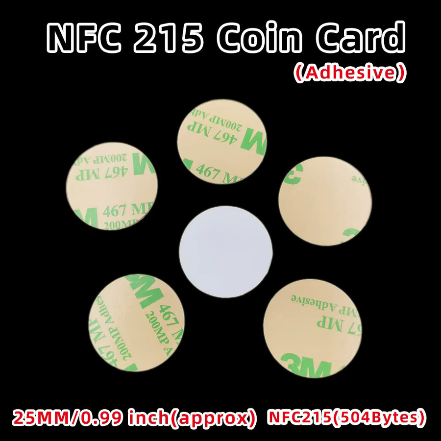 Guang Hongrun NFC Ntag215 Aufkleber 20 Stück, weiße selbstklebende Münzkarten-Tags aus PVC, wasserdicht, Durchmesser: 25 mm - Bild 2