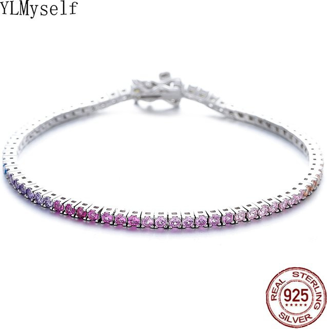 YLMyself Tennisarmband, 925 Silber, Zirkonia, Bunt, Damen - Bild 1