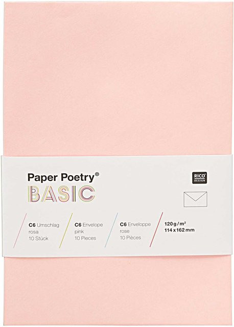 Rico Design Paper Poetry Kuvert Basic C6 Rosa, 10 Stück - Bild 1