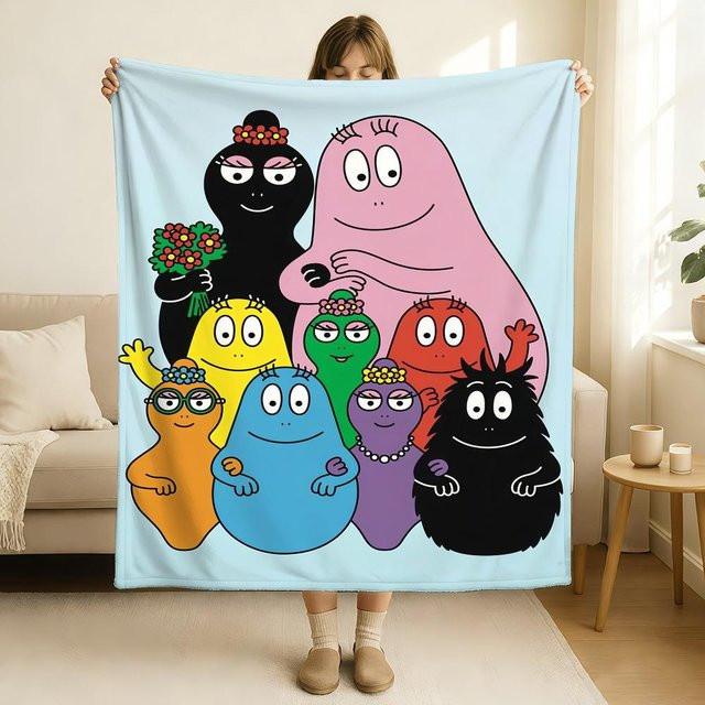 Barbapapa Decke von Useful Home, weiche Flanell-Tagesdecke für Sofa und Bett, Mehrfarbig, B x H: 100 x 150 cm - Bild 1