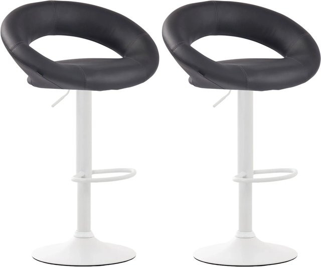 DELUKE 2er Set Barhocker MEKIM aus Kunstleder in Grau und Weiß, höhenverstellbare Barstühle mit Lehne und 360 Grad Drehbarkeit, B/T/H: 53 x 47 x 80 cm - Bild 1