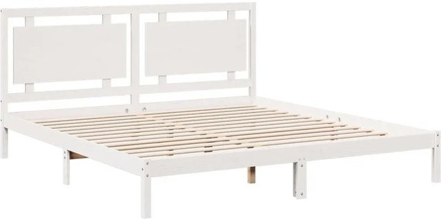 vidaXL Massivholzbett aus Kiefernholz in Weiß, Extra Lang, Rustikal, B/T/H: 200 x 220 x 100,5 cm - Bild 1