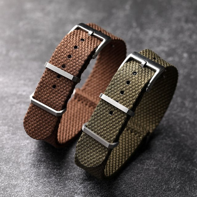 Raystray Uhrenarmband Textil/NATO, Leinen, braun grün, Herren - Bild 1