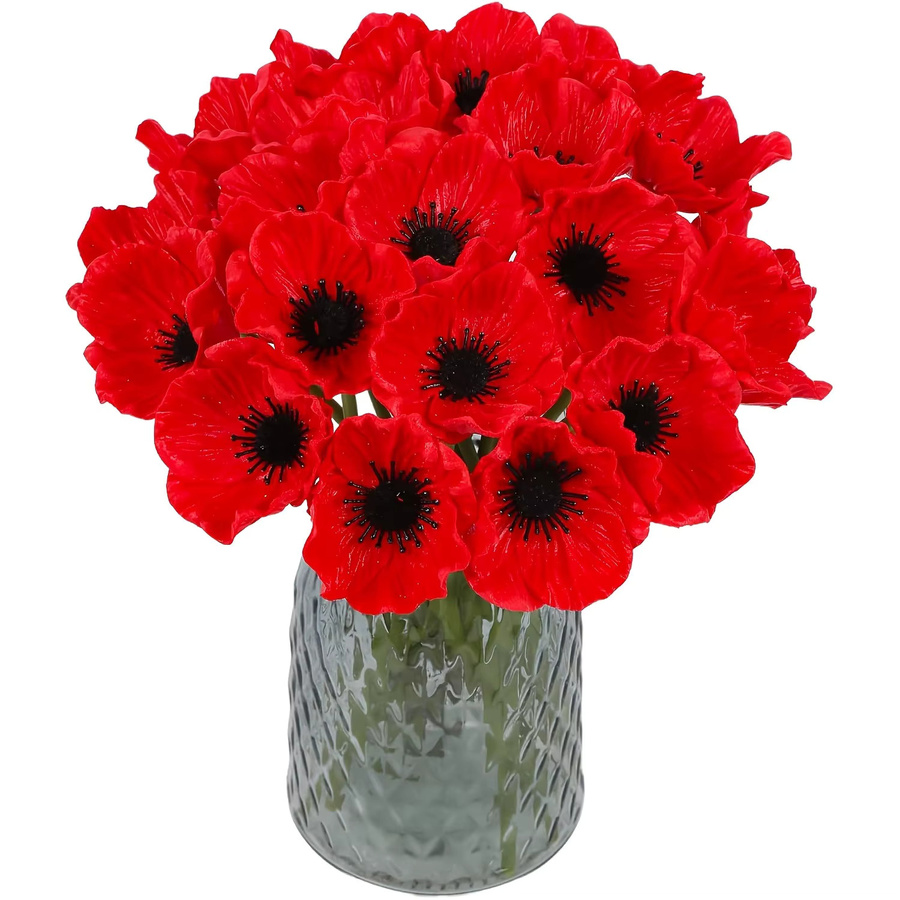 MENGHAO Künstlicher Blumenstrauß aus Textil für Heimdekoration und Hochzeiten, Weiß oder Rot, Höhe: 31 cm - Bild 6