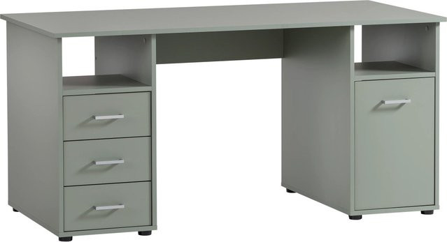 PROREGAL Schreibtisch Fox Large in Pistazie mit 3 Schubladen, 2 offenen Fächern und 1 Fach mit Flügeltür, H x B x T: 87 x 150 x 70 cm - Bild 1