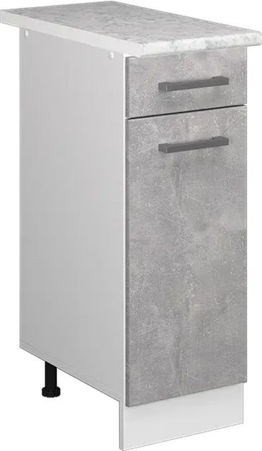 Vicco Küchenunterschrank R-Line mit Schublade und Tür in Weiß und Beton-Optik mit Marmor-Arbeitsplatte, Breite: 30 cm, Tiefe: 30 cm, Höhe: 81,6 cm - Bild 2