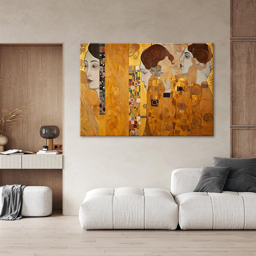 Leinwandbild Goldenes Frauenporträt von Feeby in Goldgelb, B: 60 cm, H: 40 cm, T: 2 cm - Bild 2