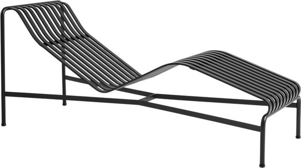 HAY Palissade Chaise Longue aus Stahl in Schwarz mit mattem Finish für Garten, Balkon und Terrasse