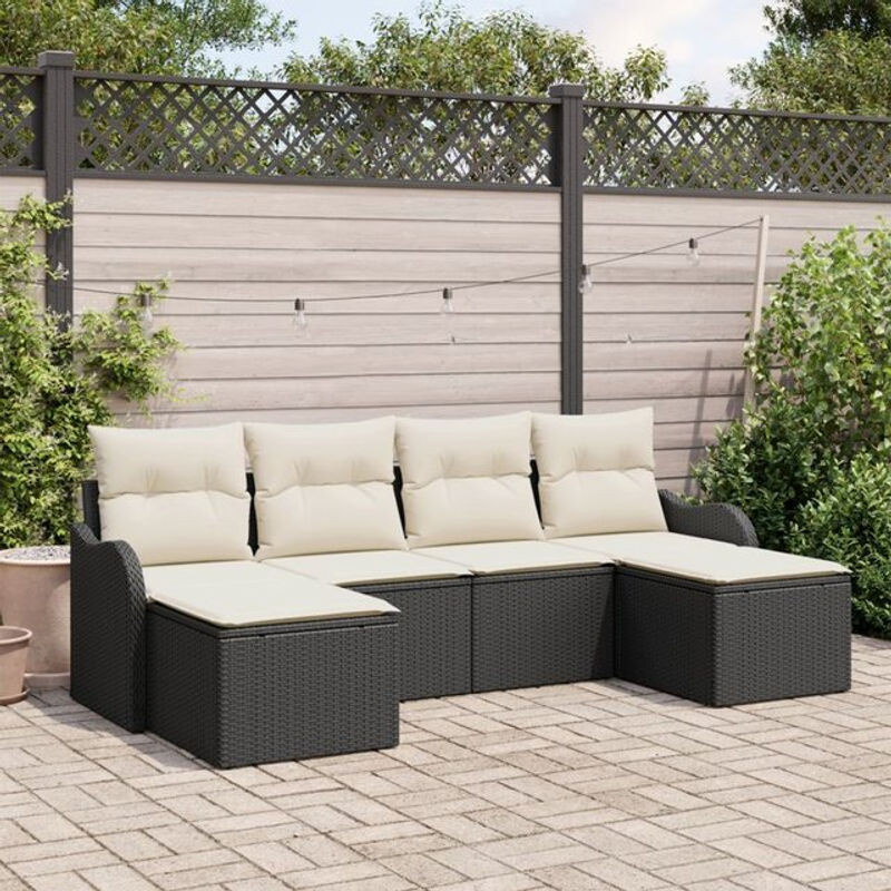 6-teiliges Garten Sofa Set aus Poly Rattan in Schwarz von vidaxl - Bild 1