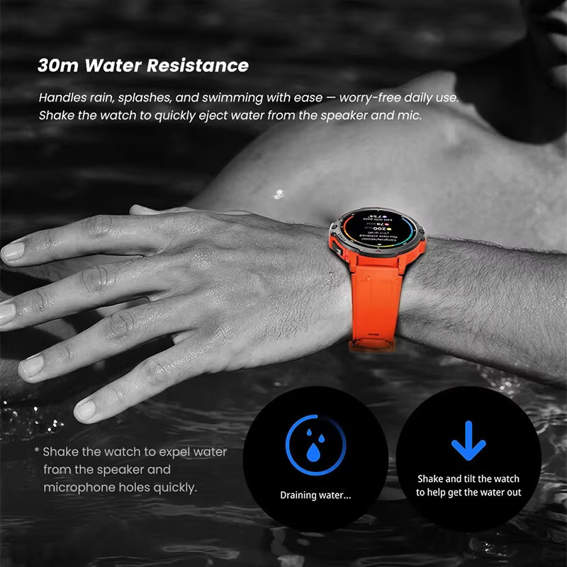 CRTORRS Smartwatch, GPS, 3 ATM, Schwarz, Silikon, Unisex - Bild 5